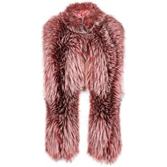Verheyen London Nehru Collar Stole Rose Quartz Pink Fox Fur & Silk Lining