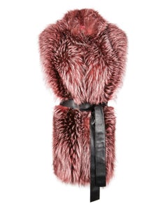 Verheyen London Nehru Collar Stole Rose Quartz Pink Fox Fur - Brand New