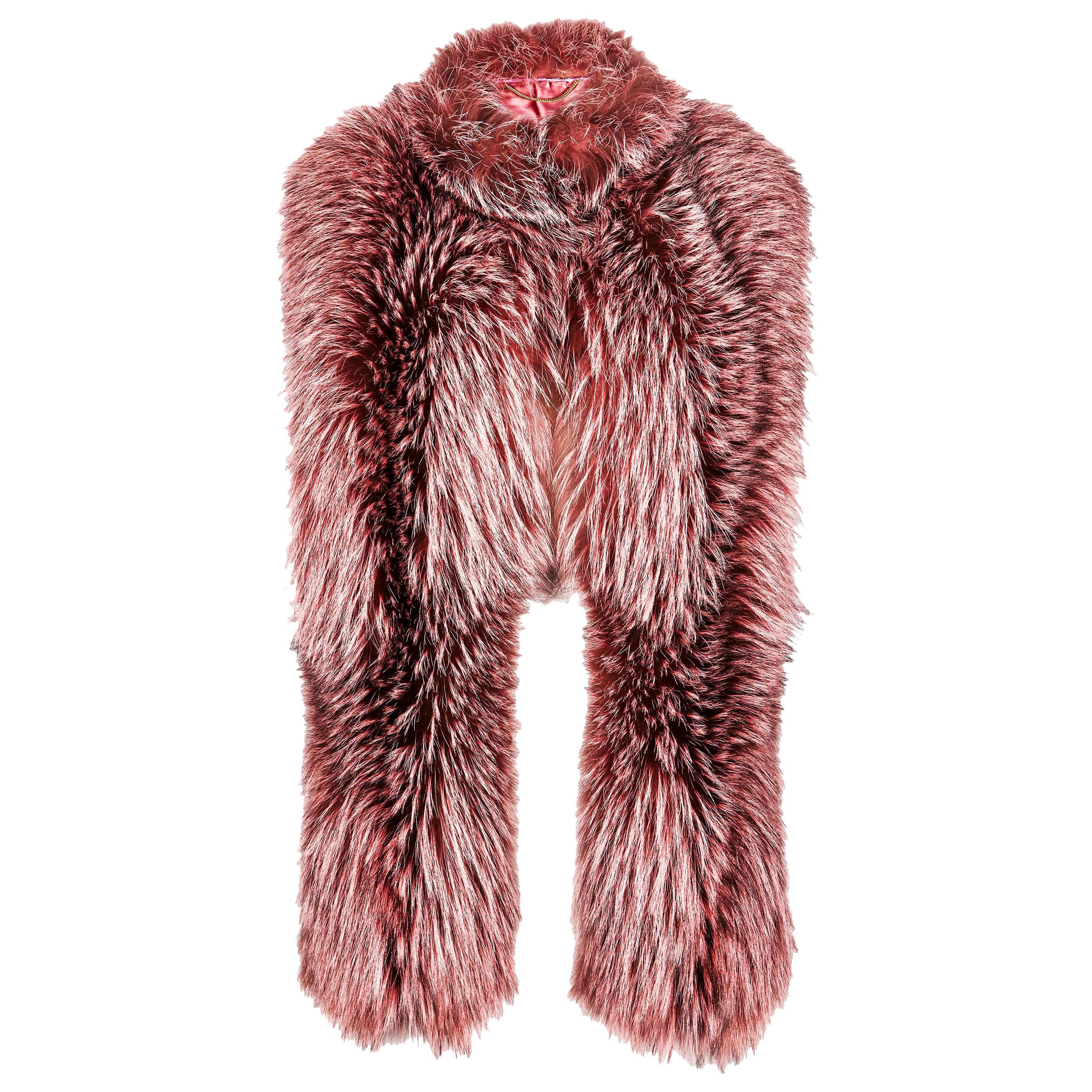 Verheyen London Nehru Collar Stole Rose Quartz Pink Fox Fur - Brand New