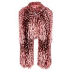 Verheyen London Nehru Collar Stole Rose Quartz Pink Fox Fur - Brand New