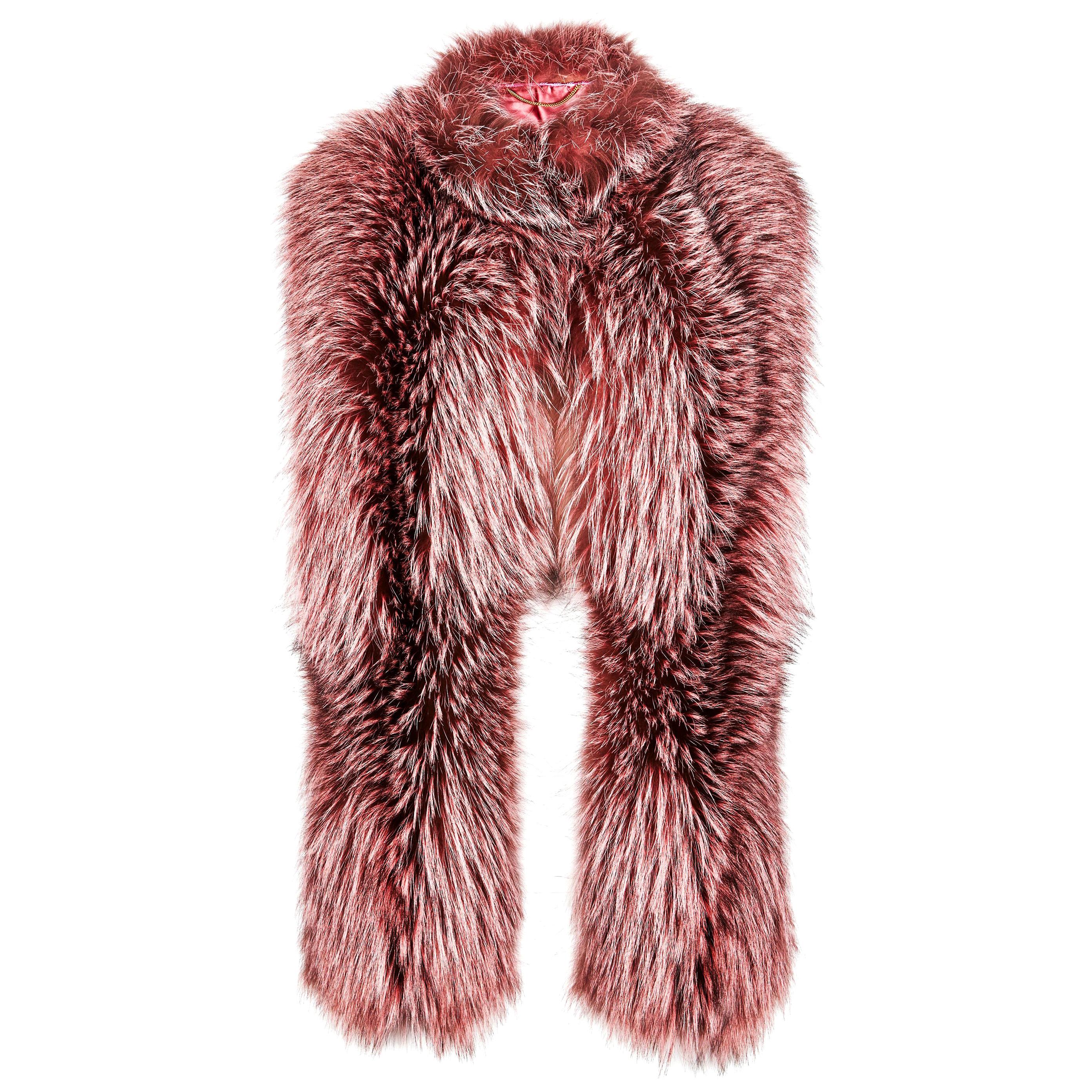 Verheyen London Nehru Collar Stole Rose Quartz Pink Fox Fur - Brand New 