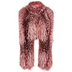 Verheyen London Nehru Collar Stole Rose Quartz Pink Fox Fur & Silk Lining