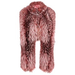 Verheyen London Nehru Collar Stole Rose Quartz Pink Fox Fur & Silk Lining - New