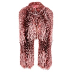 Nehru Collar Stole Scarf Rose Quartz Pink Fox Fur with Belt 