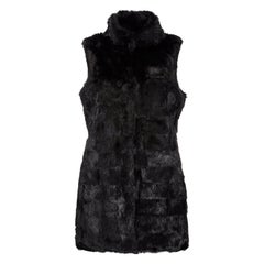 Verheyen London Nehru Gilet in Rabbit Fur in Black - Size Uk 10-12