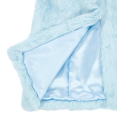 Verheyen London Nehru Gilet in Rabbit Fur in Iced Blue Topaz - Size UK 8-12