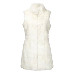 Verheyen London Nehru Gilet in Rabbit Fur in White - Size Uk 8