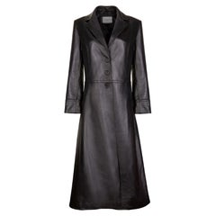 Verheyen London Oversize 70s Leather Trench Coat in Black, Size 14