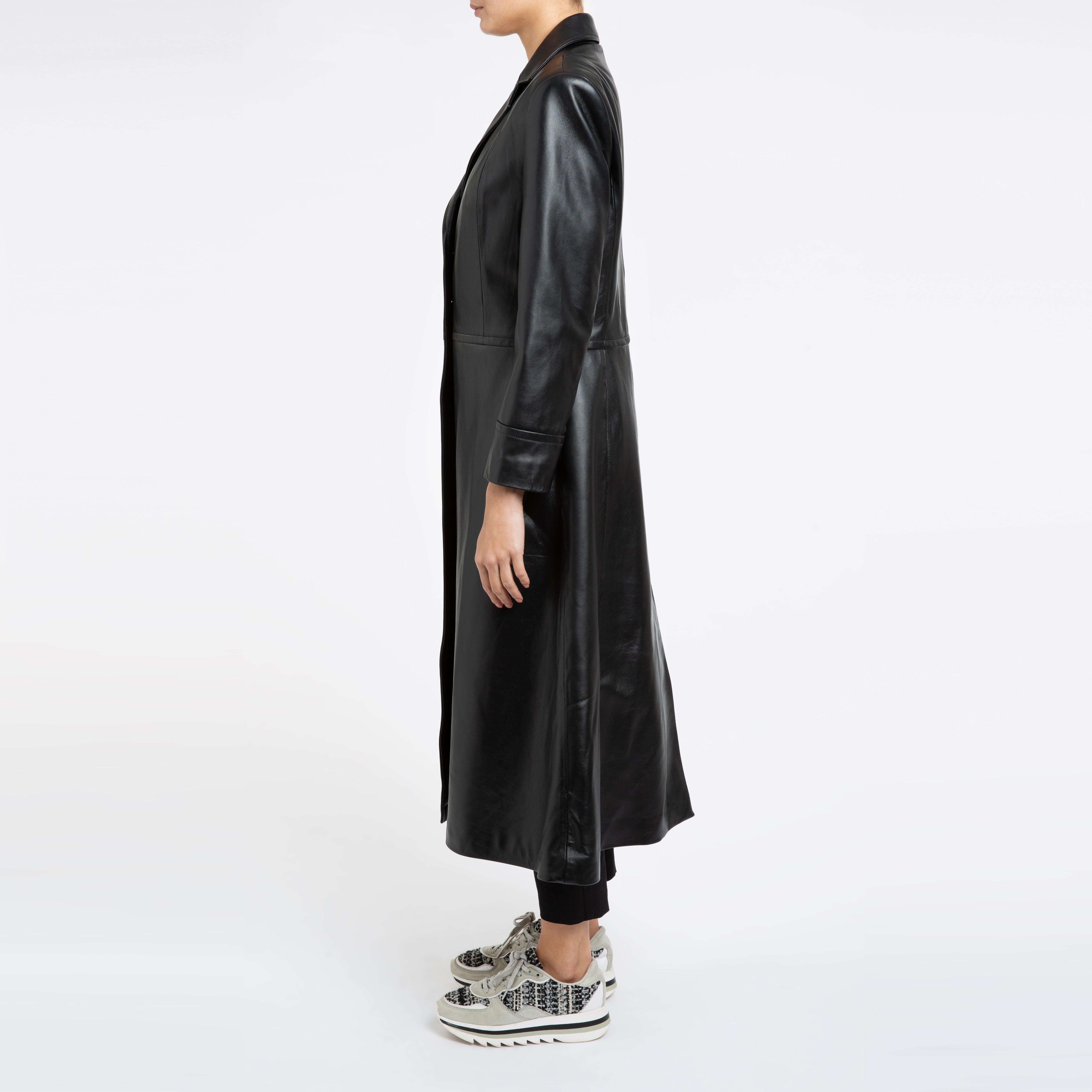 Verheyen London Oversize-Trenchcoat aus schwarzem Leder aus den 70ern - Größe uk 10 im Angebot 4