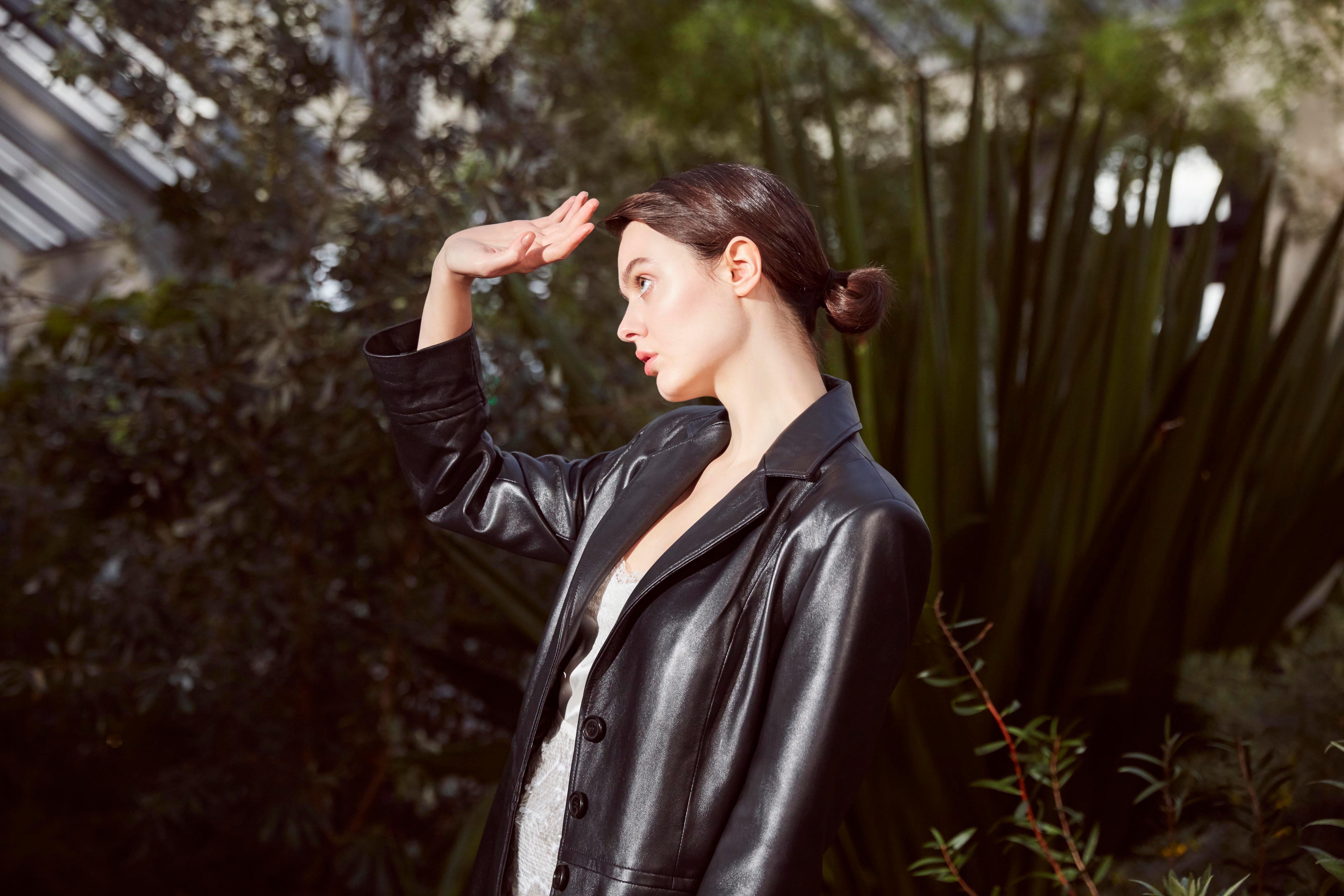 Verheyen London Trench surdimensionné en cuir des années 70 en noir - Taille 12 Pour femmes en vente