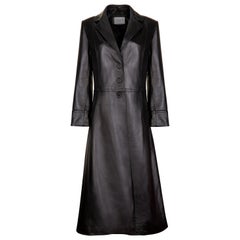 Trench-coat Verheyen London en cuir noir surdimensionné des années 70 - Taille UK 12