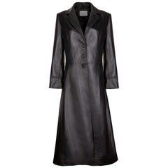 Verheyen London Oversize 70's Leather Trench Coat in Black - Size uk 16