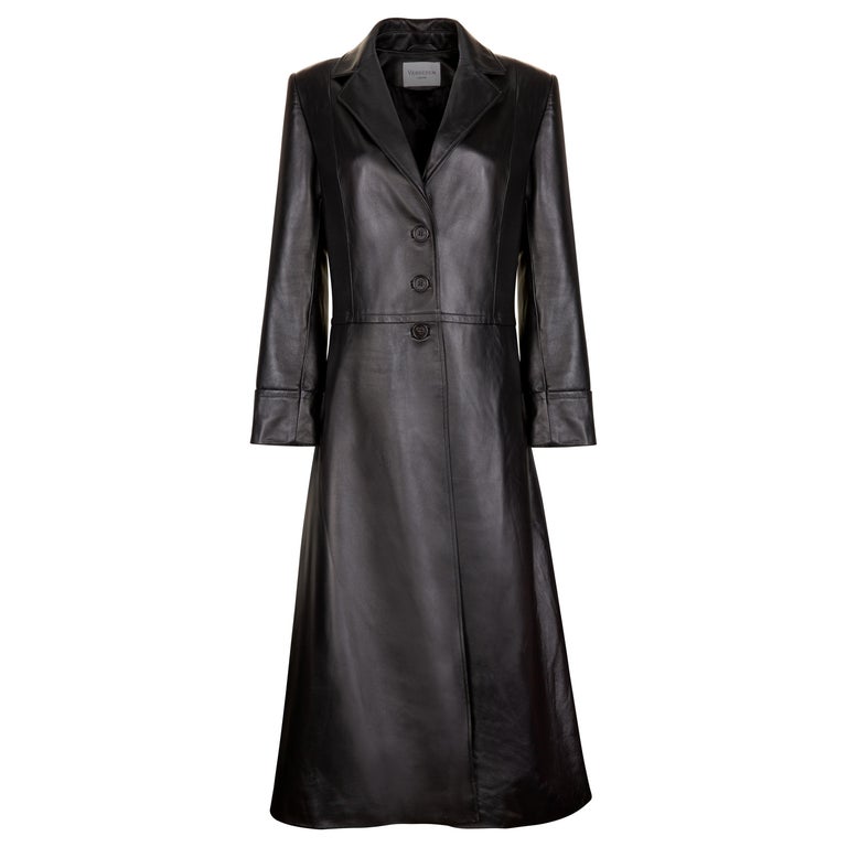 Verheyen London Oversize 70's Leather Trench Coat in Black - Size uk 6 ...
