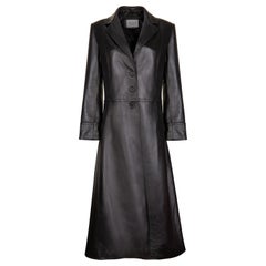 Verheyen London Oversize 70's Leather Trench Coat in Black - Size uk 8