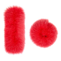 Verheyen London Pair of Snap on Fox Fur Cuffs in Coral Pink (Small size)