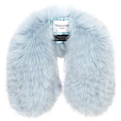 Verheyen London Peter Pan Collar in Iced Blue Fox Fur - Brand New 