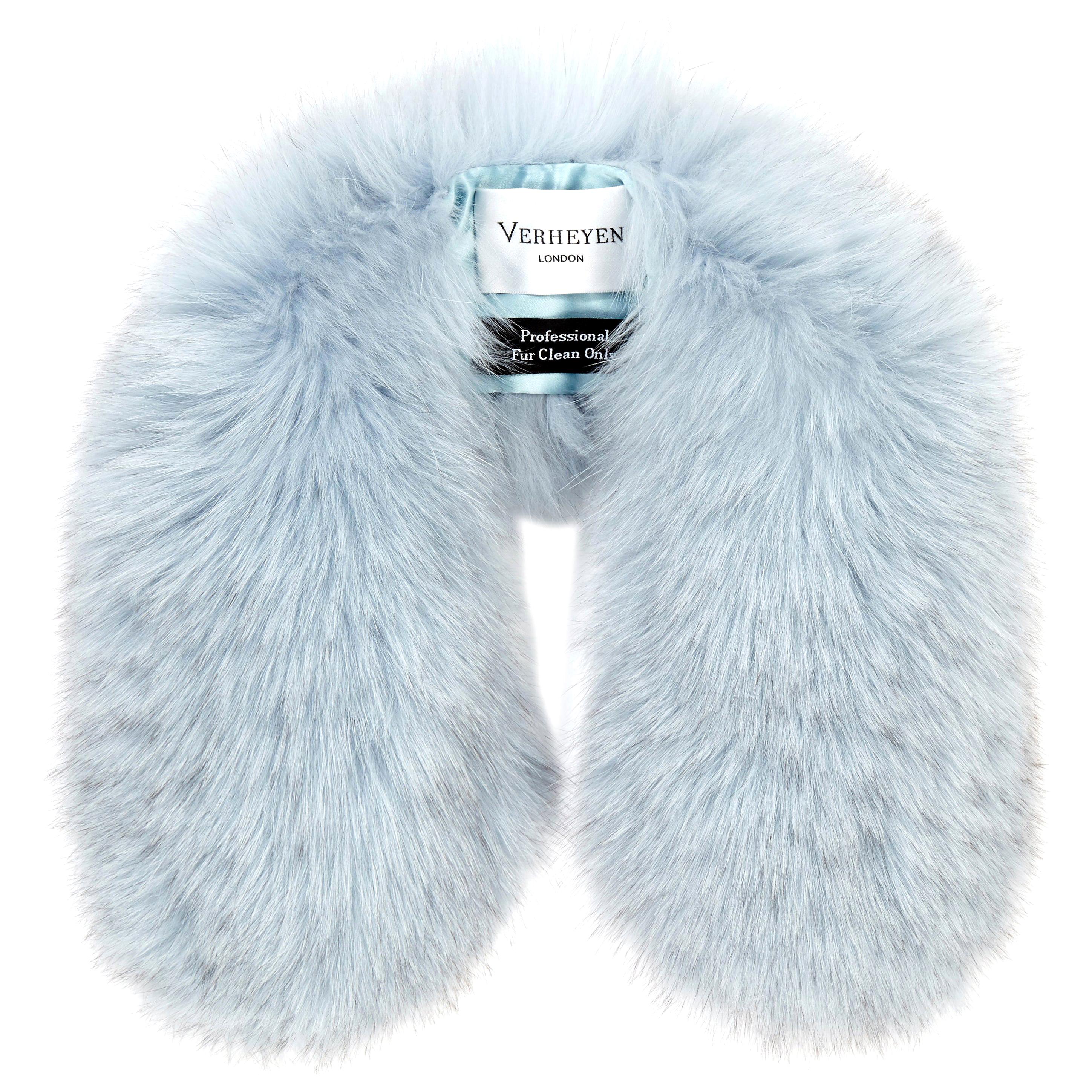 Verheyen London Peter Pan Collar in Iced Blue Fox Fur - Brand new 