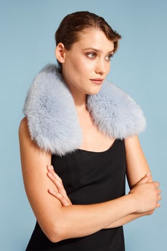 Verheyen London Peter Pan Collar in Iced Blue Fox Fur - Brand New