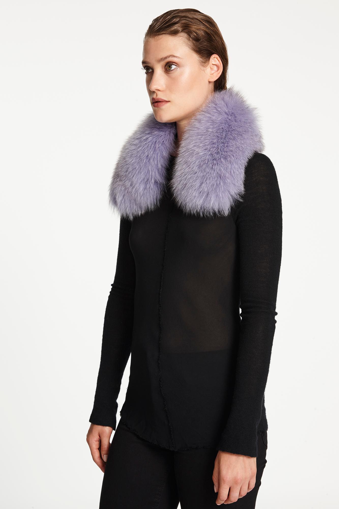 Purple Verheyen London Peter Pan Collar in Lilac Fox Fur and lined in silk