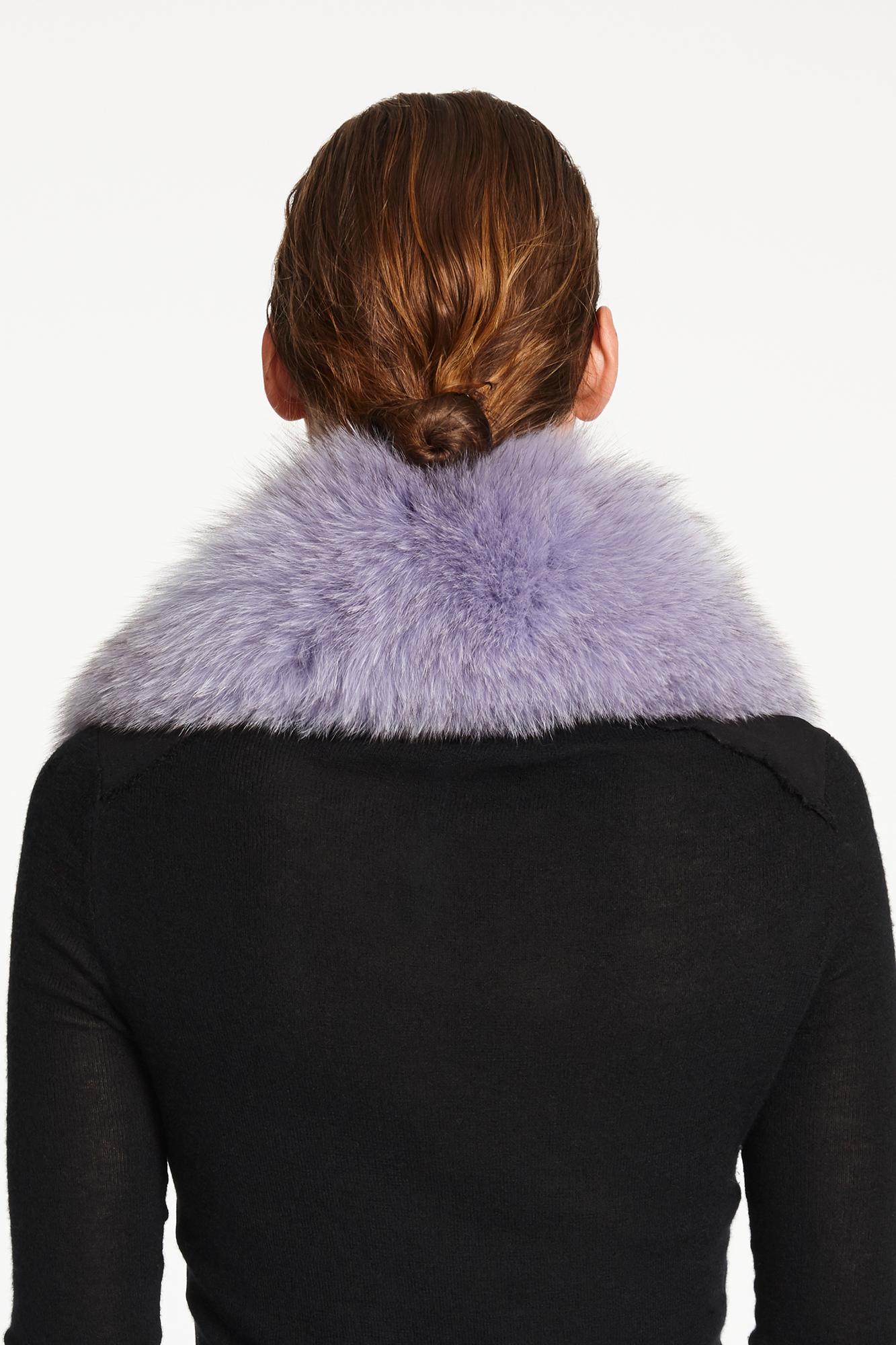 Verheyen London Peter Pan Collar in Lilac Fox Fur and lined in silk 2