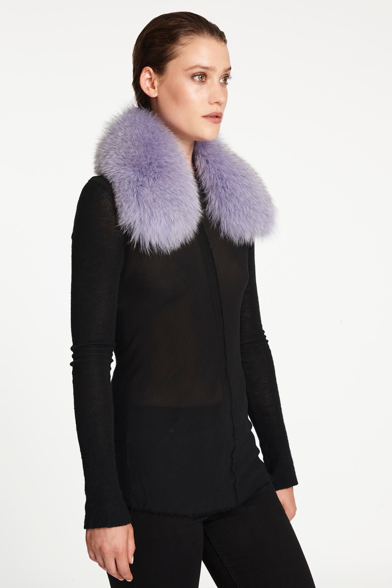 Verheyen London Peter Pan Collar in Lilac Fox Fur - Brand New  1