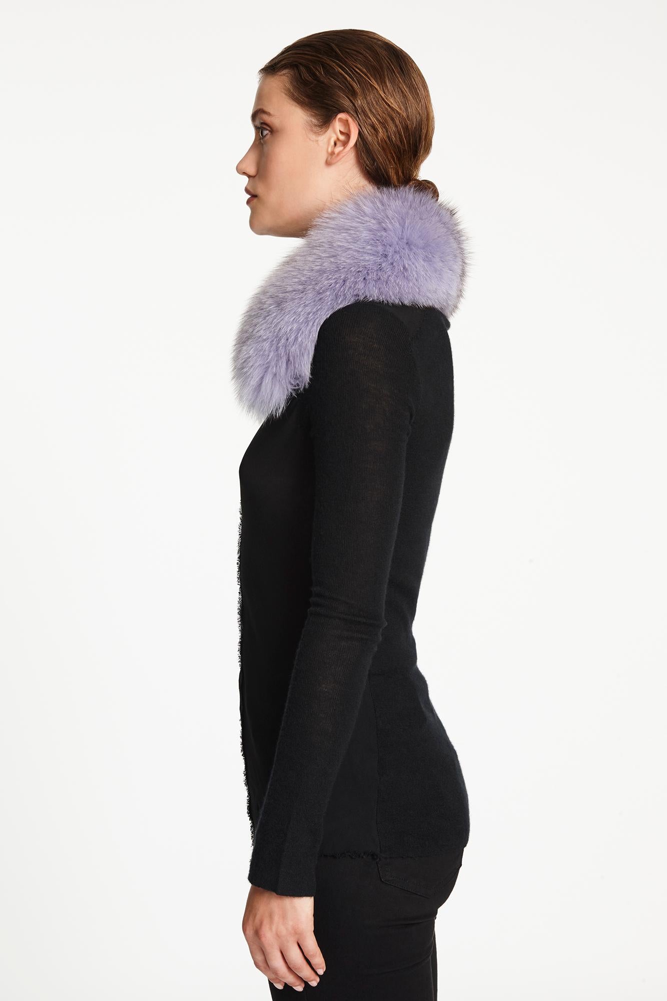 Verheyen London Peter Pan Collar in Lilac Fox Fur - Brand New  2