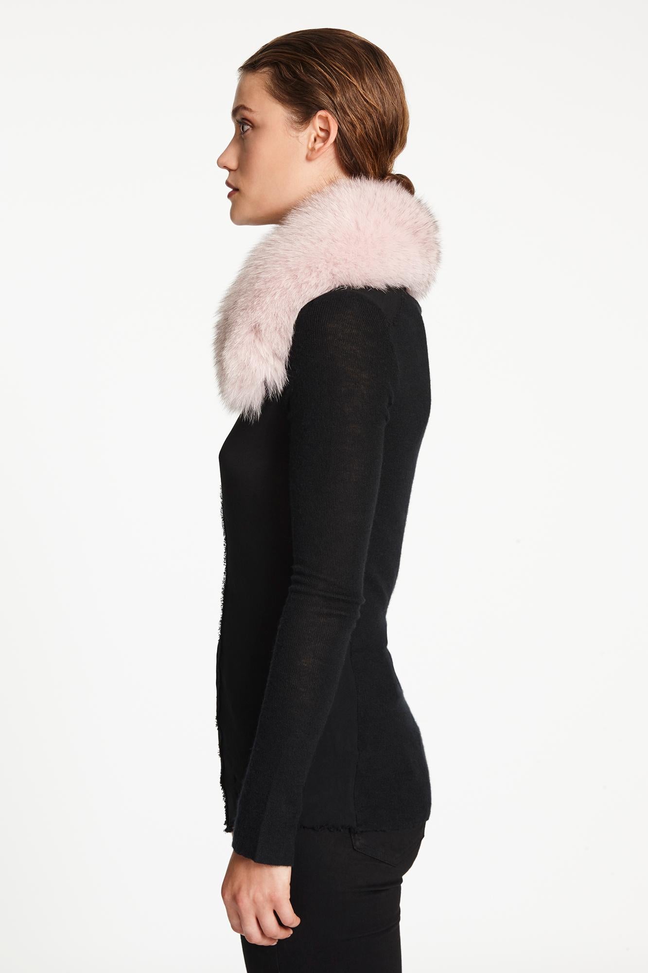 Verheyen London Peter Pan Collar in Pastel Rose Pink Fox Fur - Brand New  2