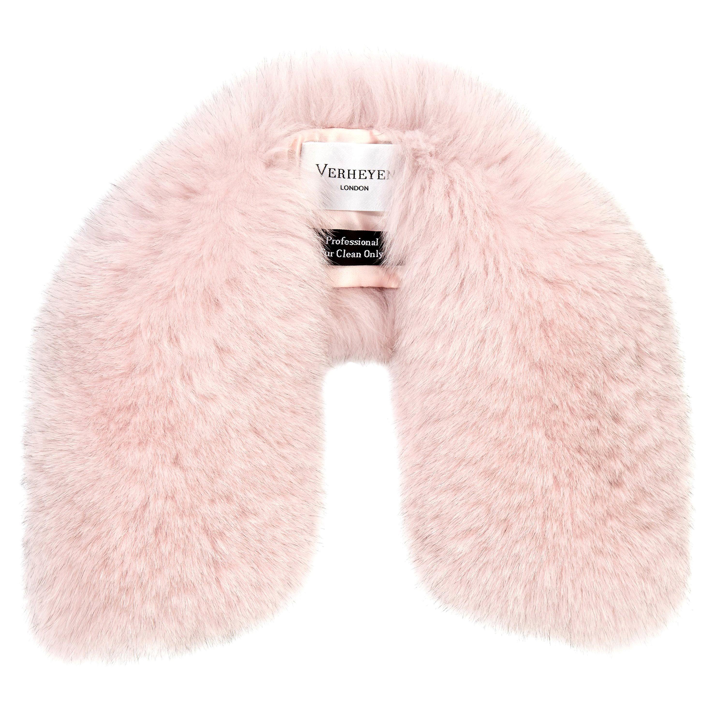 Verheyen London Peter Pan Collar in Pastel Rose Pink Fox Fur - Brand New 