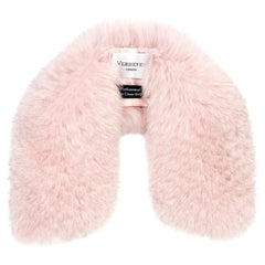 Verheyen London Peter Pan Collar in Pastel Rose Pink Fox Fur - Brand New 