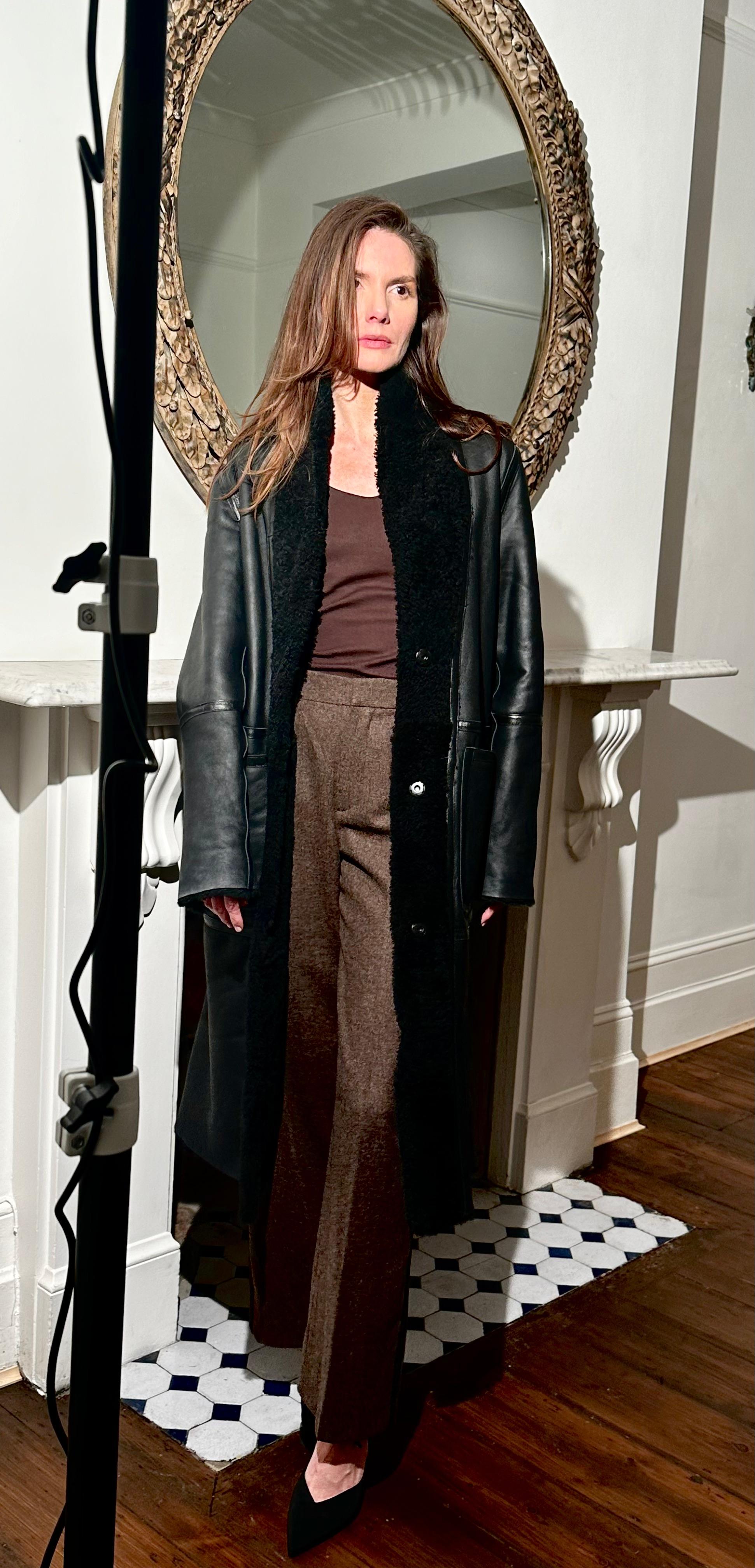 Nero Verheyen London Cappotto reversibile in shearling nero taglia 6-16 in vendita