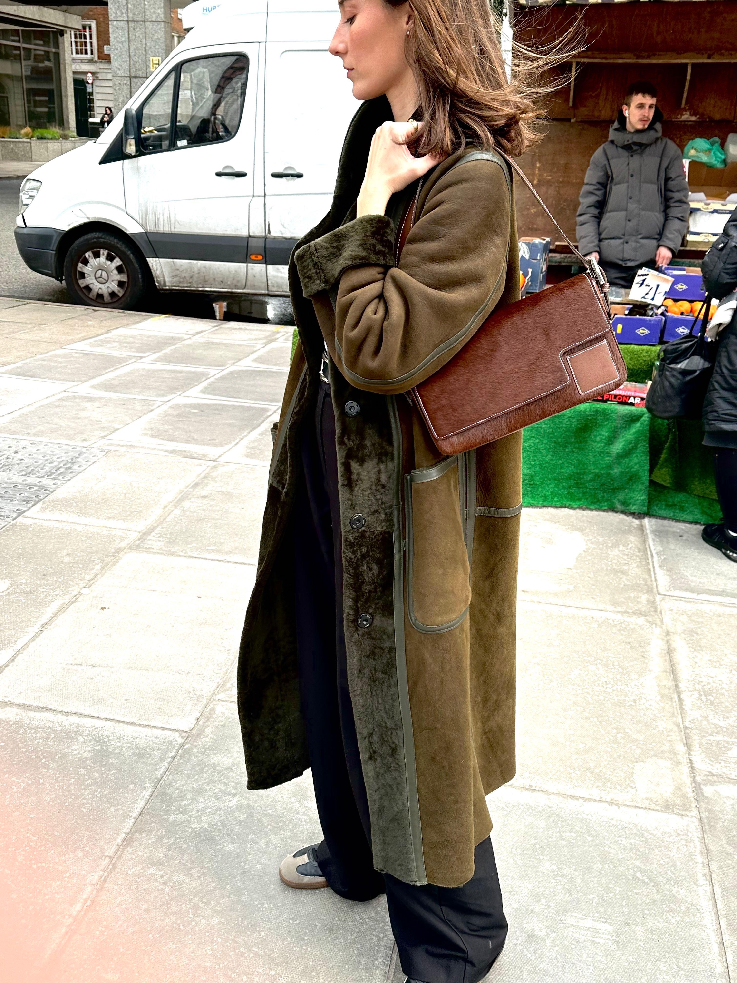 Verheyen London Cappotto reversibile in shearling in Greene & Greene taglia uk 8-10 in vendita 1