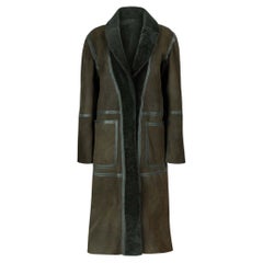 Used Verheyen London Reversible Shearling Coat in Khaki Green size uk 8-10