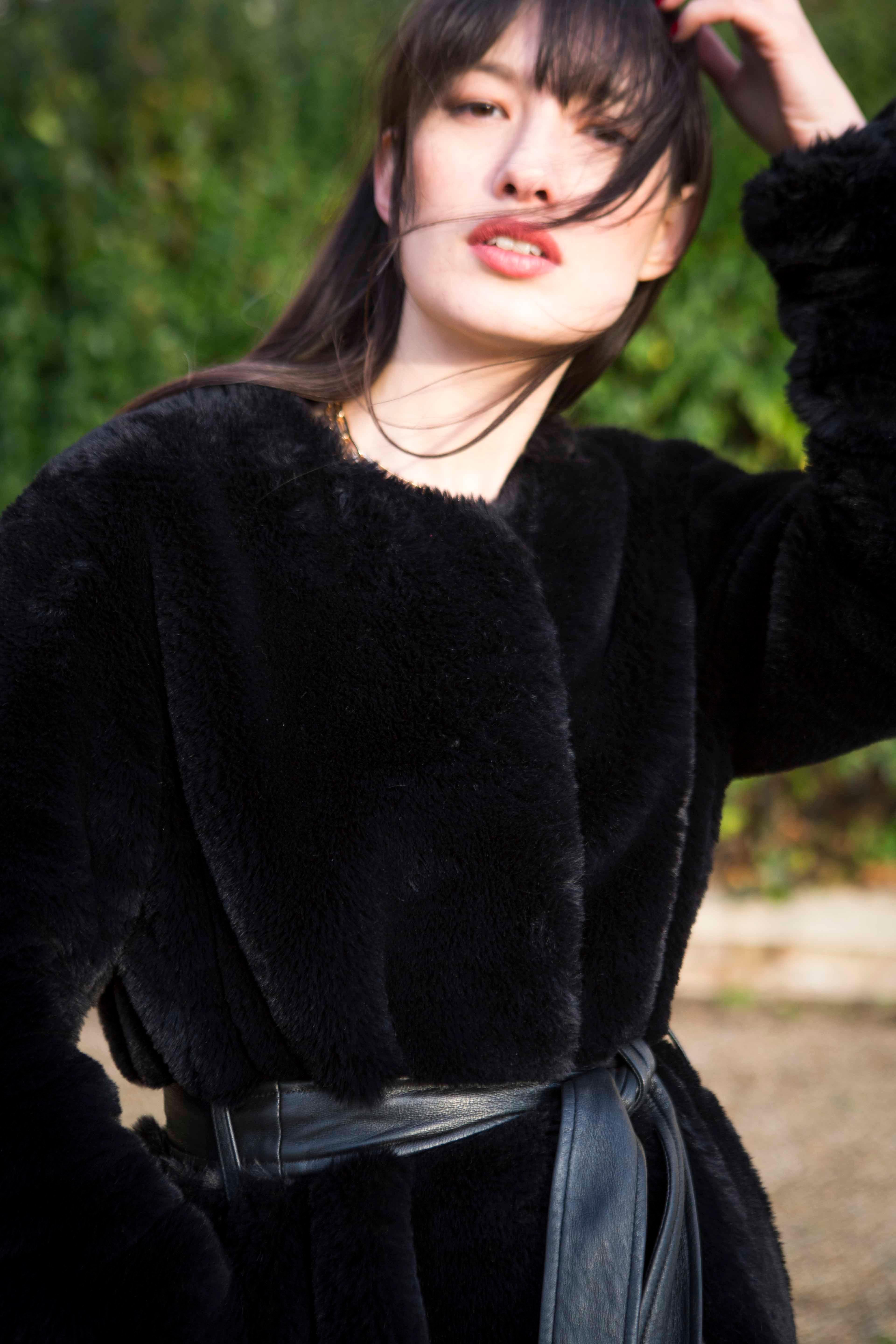 Verheyen London Serena  Collarless Faux Fur Coat in Black - Size uk 10 4