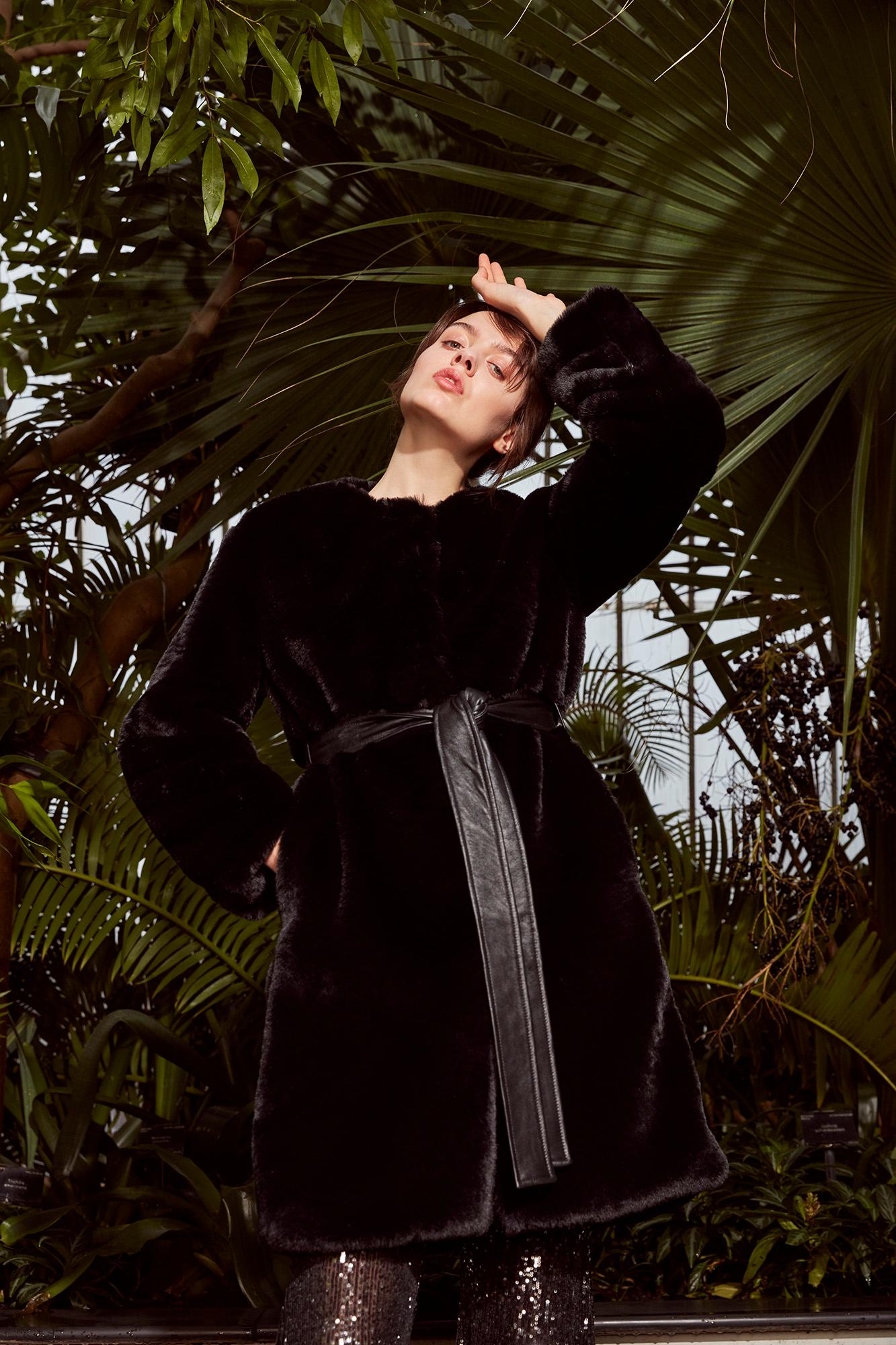 Verheyen London Serena  Collarless Faux Fur Coat in Black - Size uk 12  2