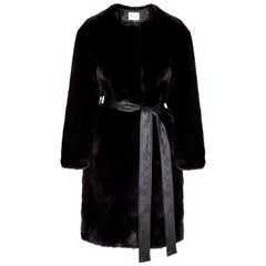 Verheyen London Serena  Collarless Faux Fur Coat in Black - Size uk 14 