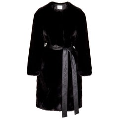 Verheyen London Serena  Collarless Faux Fur Coat in Black - Size uk 6 