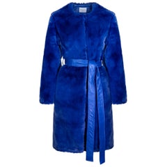 Verheyen London Serena Cappotto in pelliccia sintetica senza colletto in blu - Taglia 10