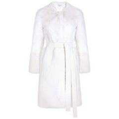 Verheyen London Serena  Collarless Faux Fur Coat in White - Size uk 10