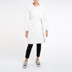 Verheyen London Serena Cappotto in pelliccia sintetica senza colletto in bianco - Taglia 12