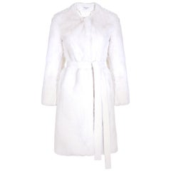 Verheyen London Serena  Collarless Faux Fur Coat in White - Size uk 8
