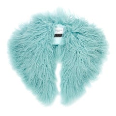 Verheyen London Shawl Collar in Aquamarine Blue Mongolian Lamb Fur  - Brand New