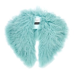 Verheyen London Shawl Collar in Aquamarine Blue Mongolian Lamb Fur  - Brand New 