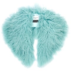 Verheyen London Shawl Collar in Aquamarine Blue Mongolian Lamb Fur  - Brand New 