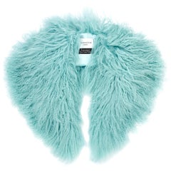 Verheyen London Shawl Collar in Aquamarine Blue Mongolian Lamb Fur - Brand New
