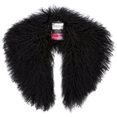 Verheyen London Shawl Collar in Black Mongolian Lamb Fur Lined in 100% Silk 