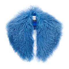 Verheyen London Shawl Collar in Blue Topaz Mongolian Lamb Fur lined in silk  