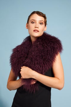 Verheyen London Shawl Collar in Garnet Mongolian Lamb Fur