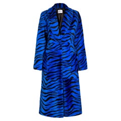 Der Londoner Shearling-Mantel mit blauem Zebra-Druck, Größe uk 8-10