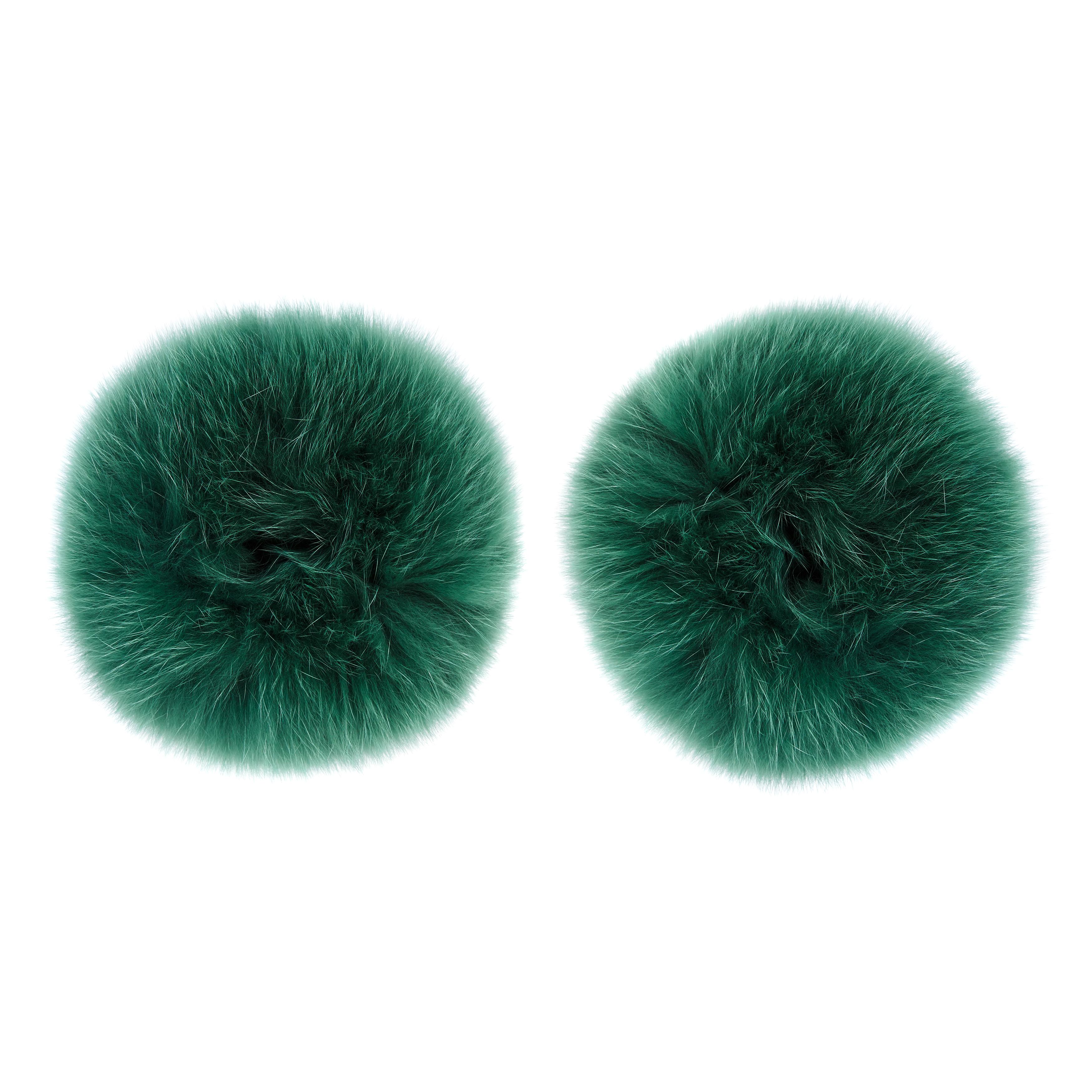 Women's or Men's Verheyen London Snap on Jade Green Fox Fur Cuffs  - Brand New 