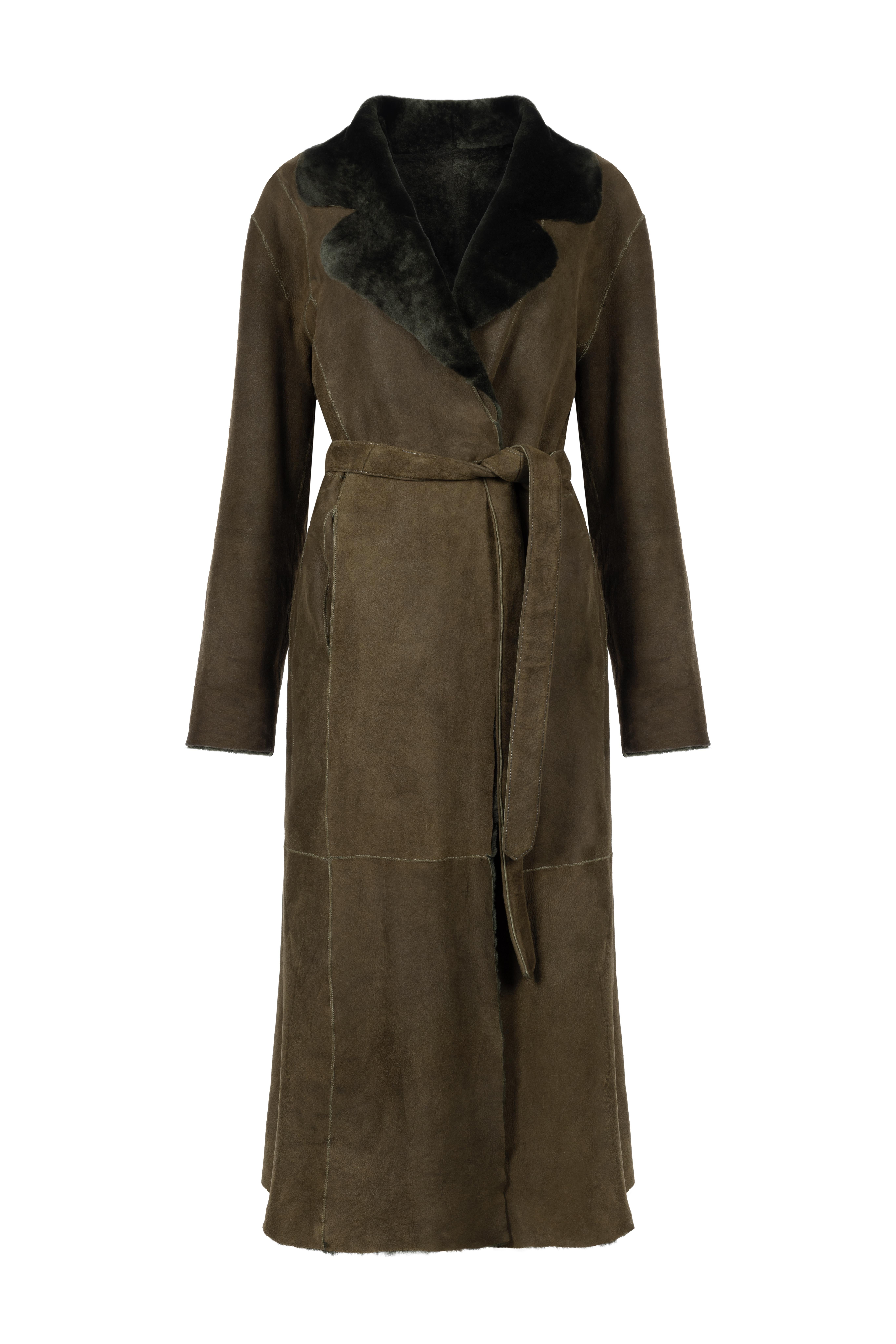 Greene & Greeneene Coat réversible en shearling en kaki vert taille large uk 8-16 Pour femmes en vente